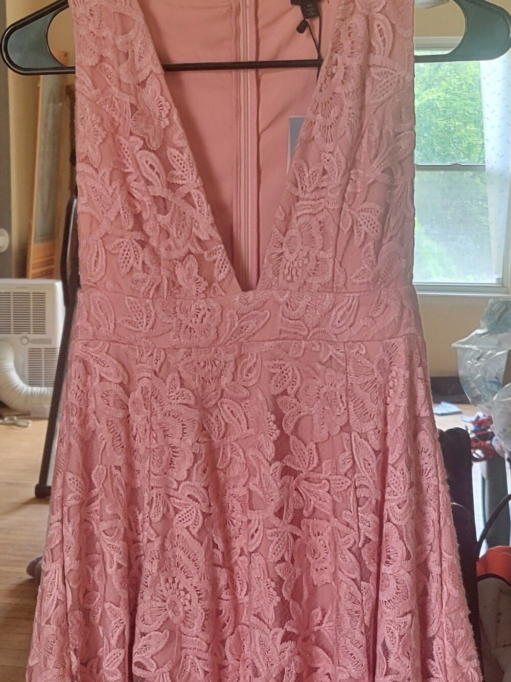 NBD Pink Lace V-Neck Prom Dress
